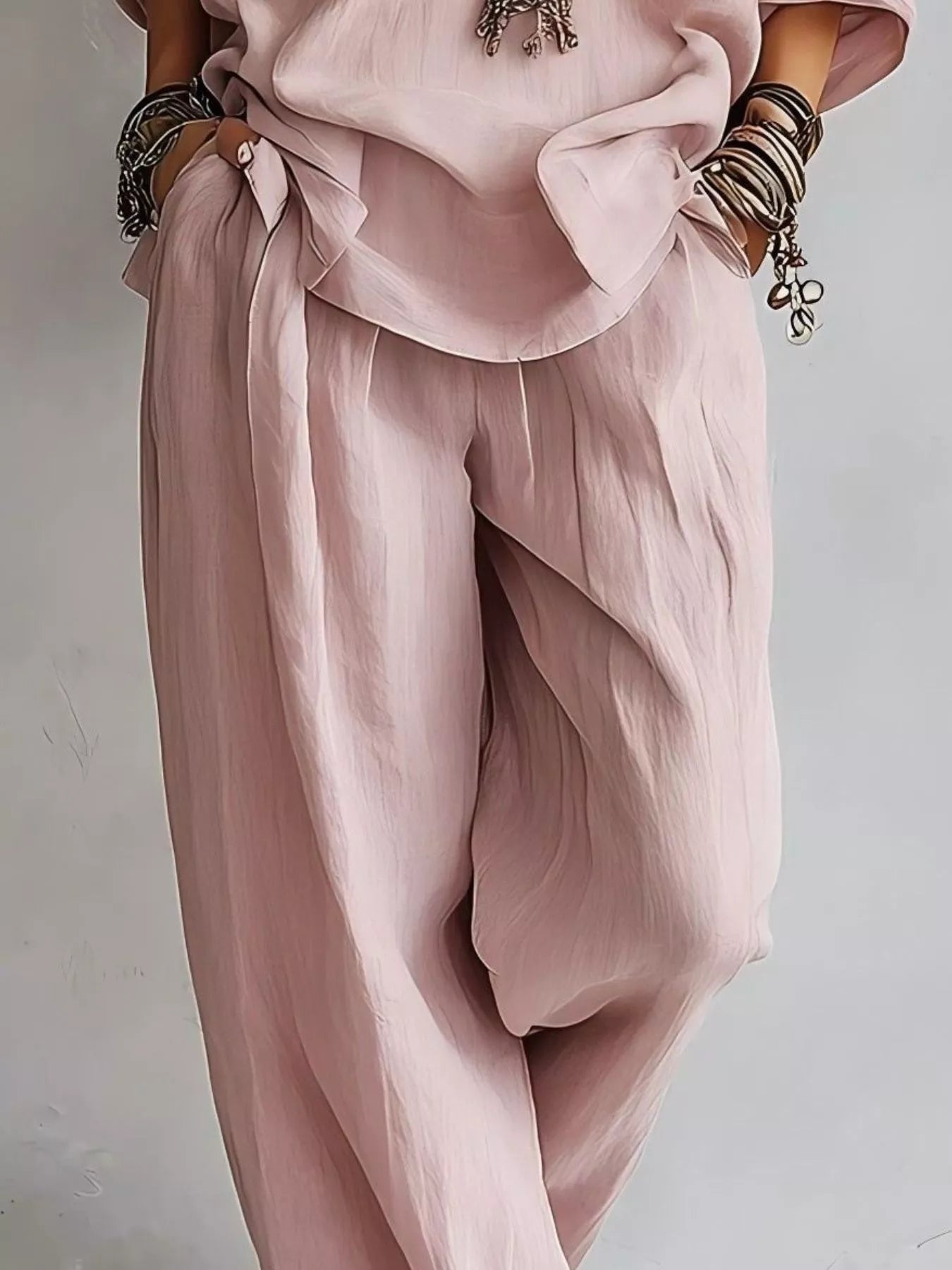 Trendsi Off-Shoulder Loose Fit Top and Pants Two-Piece Set -
