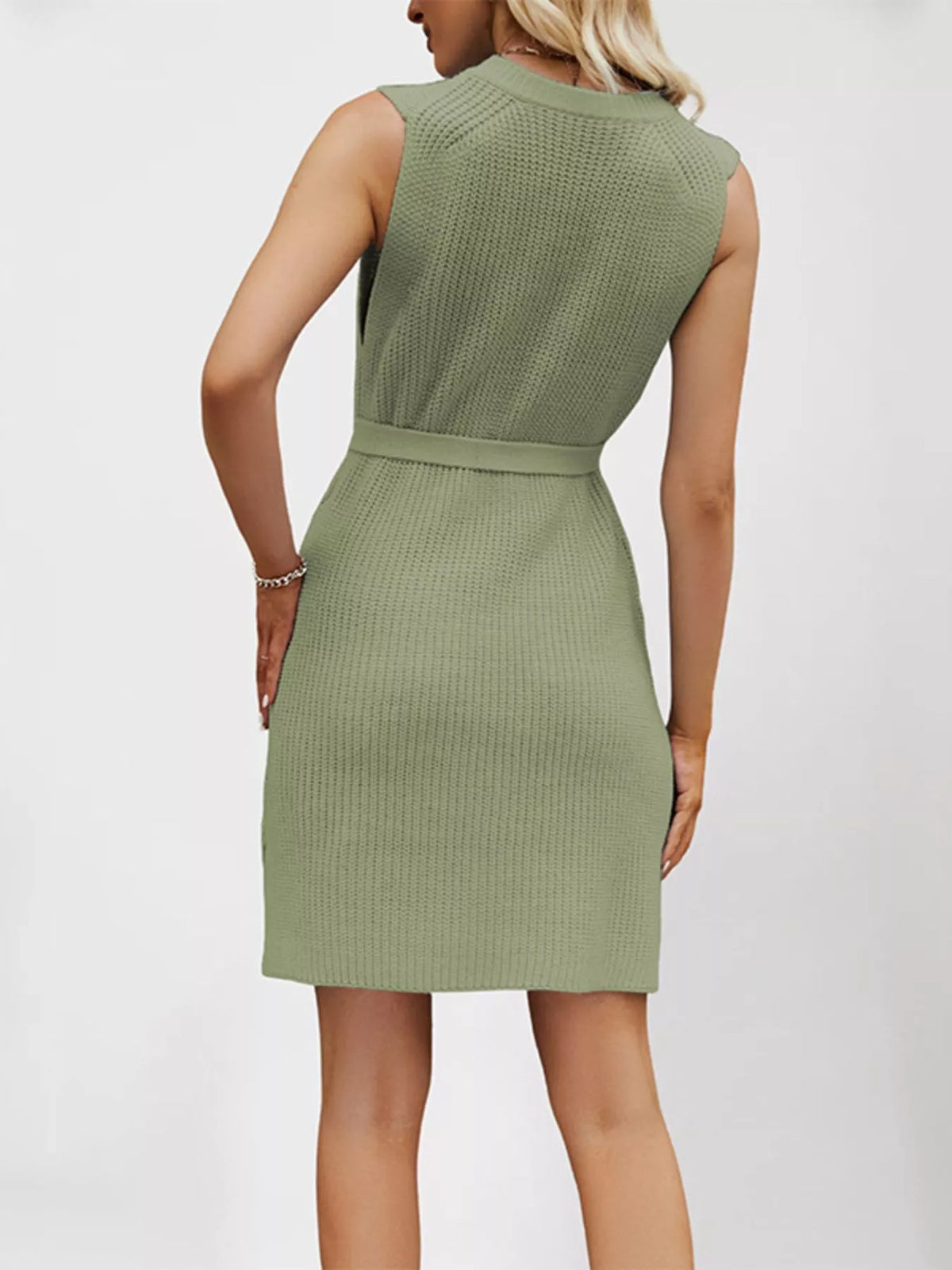 Trendsi Round Neck Sleeveless Knit Mini Dress -
