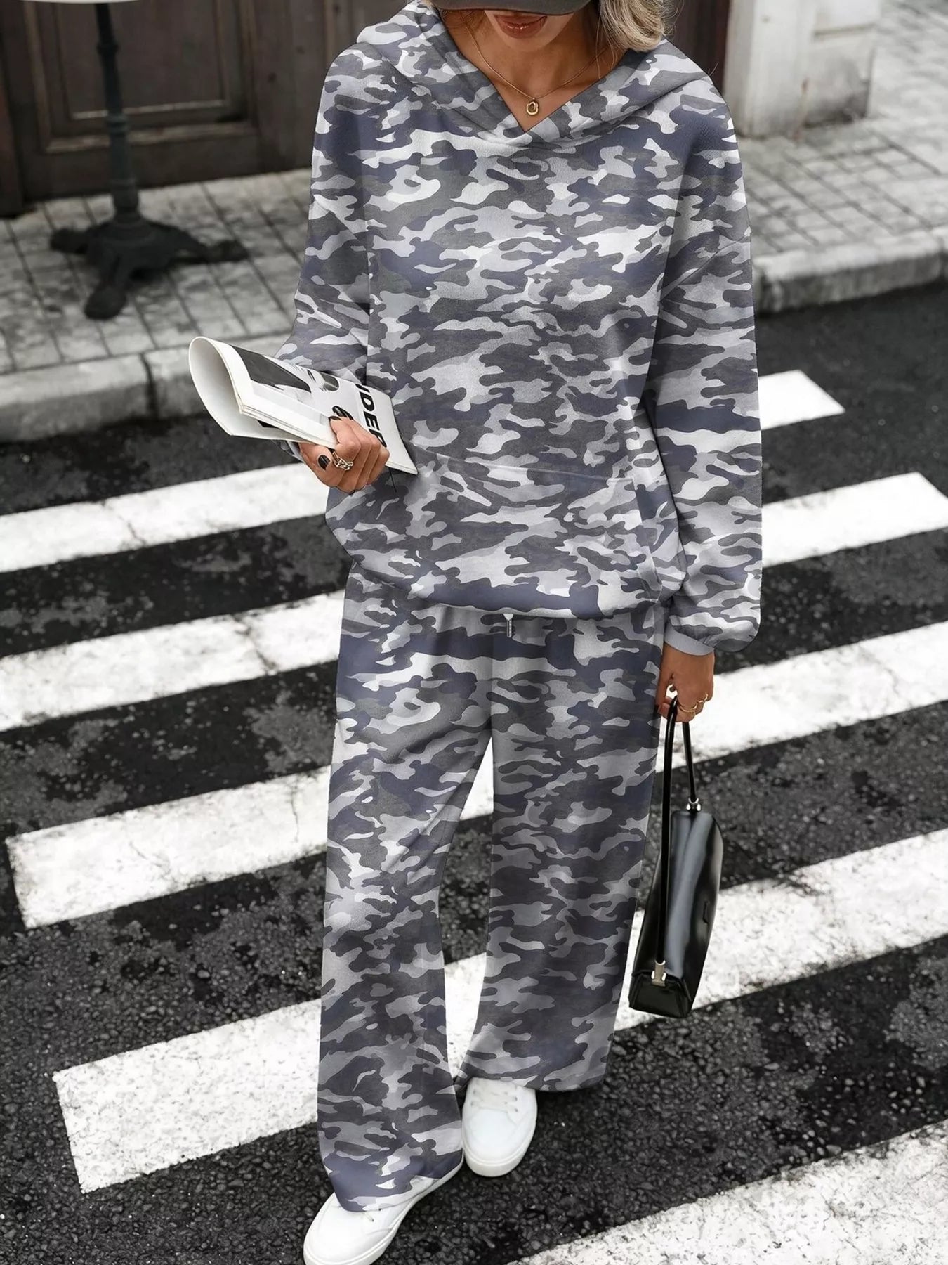 Trendsi Printed Long Sleeve Hoodie and Pants Set -