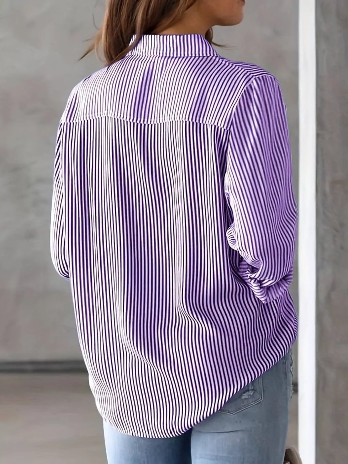 Striped long shirt, purple back