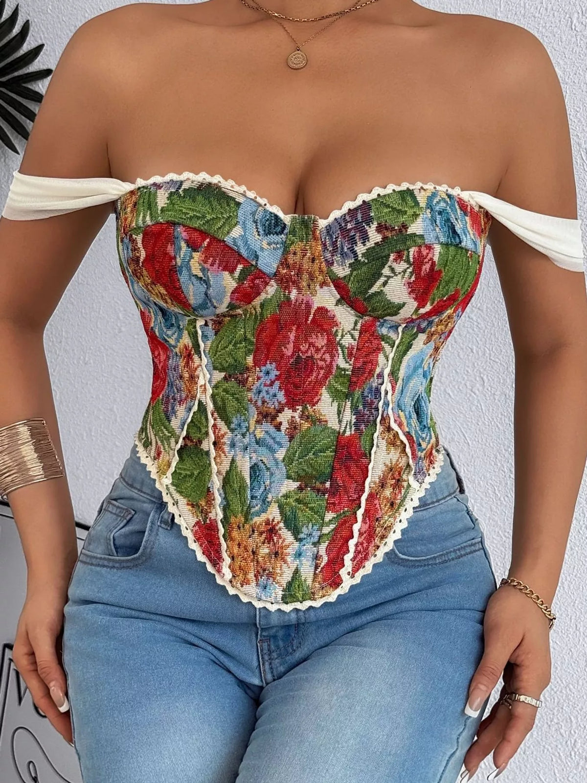 Heather Red lace up back printed cami