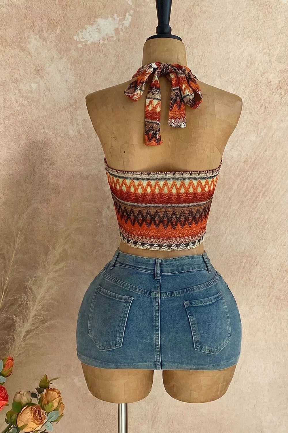 Trendsi Ethnic Print Halter Neck Cami -