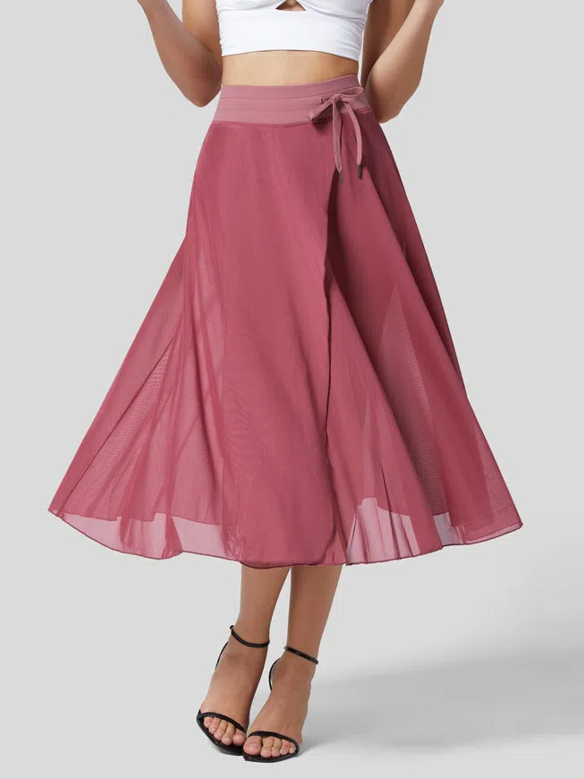 Trendsi Slit Flowy Skirt with Shorts Liner -