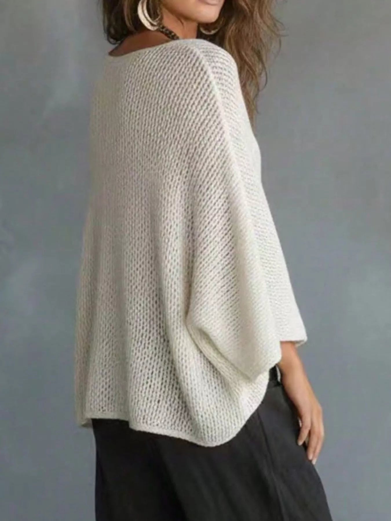 Trendsi V-Neck Batwing Sleeve Sweater -