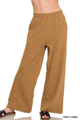 Trendsi Zenana Cotton Slub Wide Leg Pants -