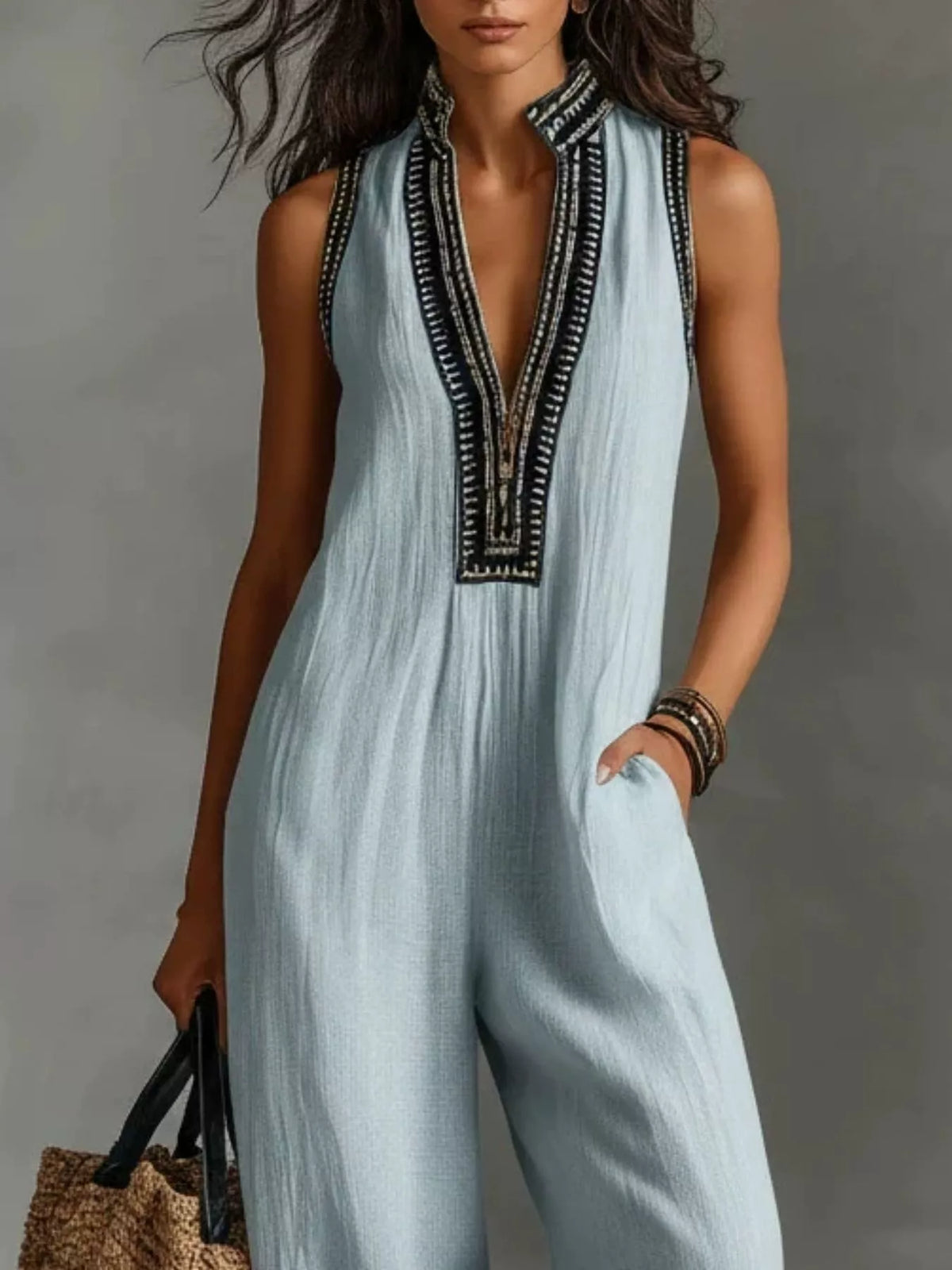 Trendsi Full Size Sleeveless Wide-Leg Jumpsuit Plus Size -