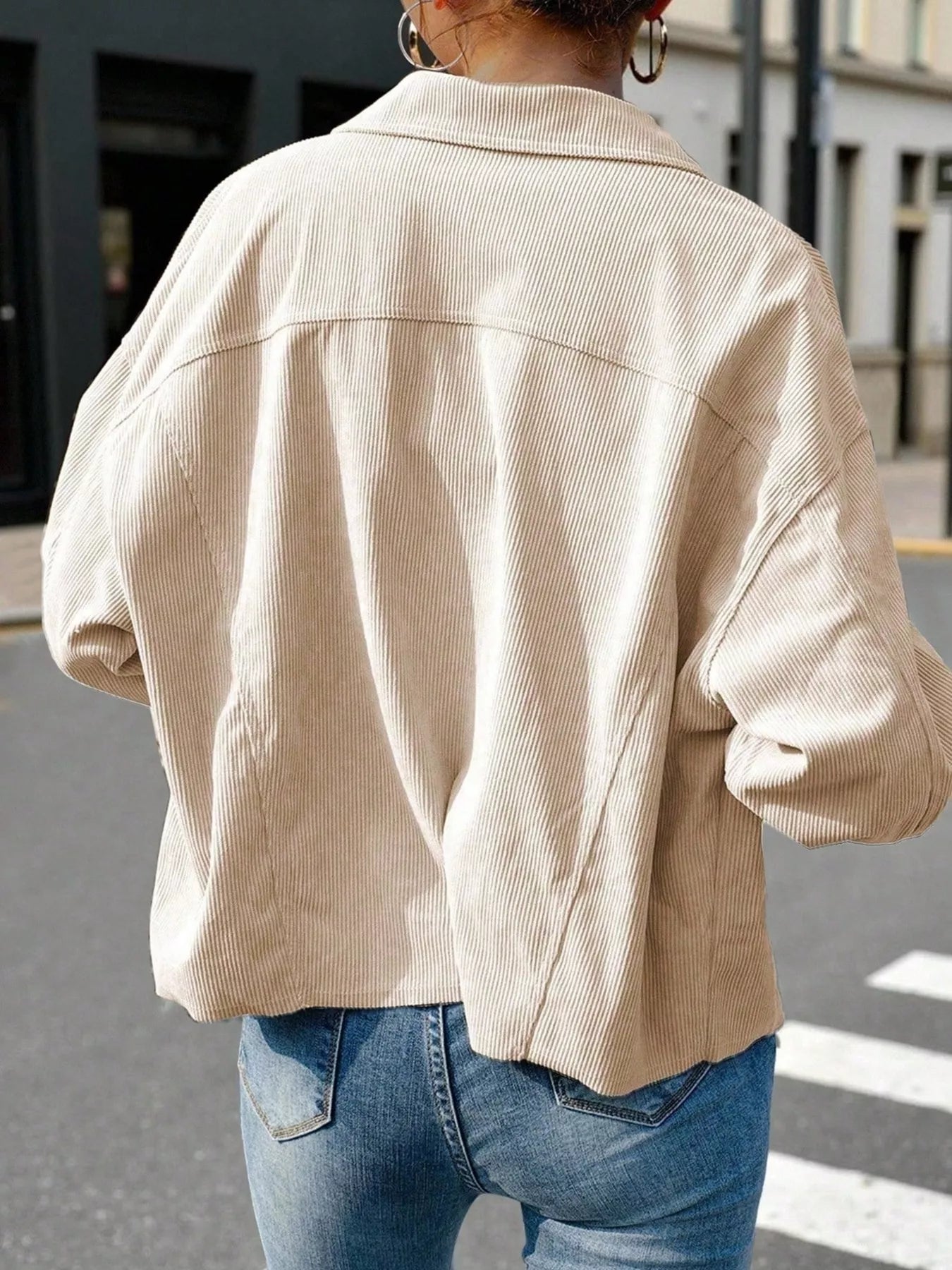 Trendsi Corduroy Button-Down Shacket -