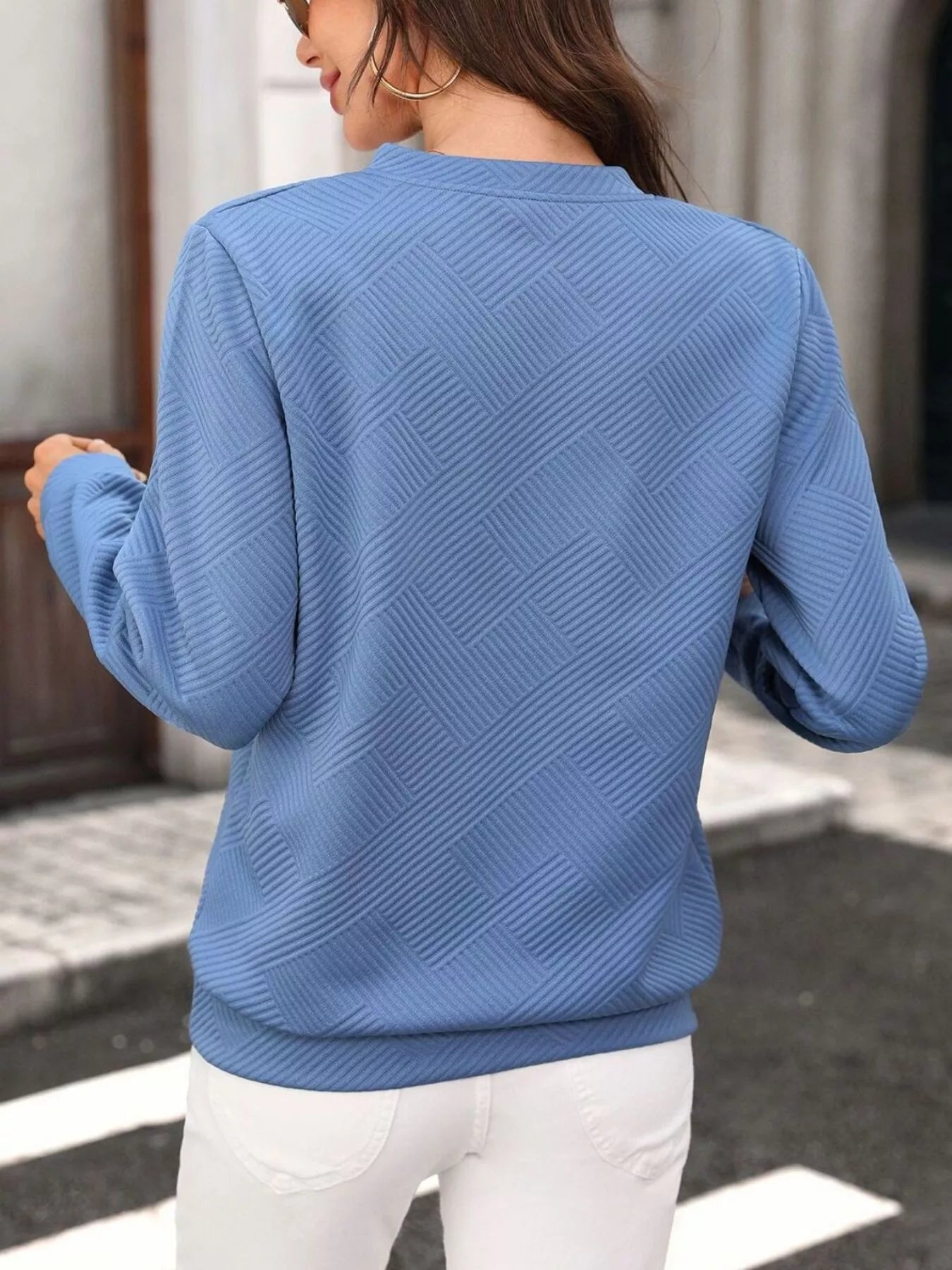 Trendsi Textured Quarter-Zip Sweatshirt -