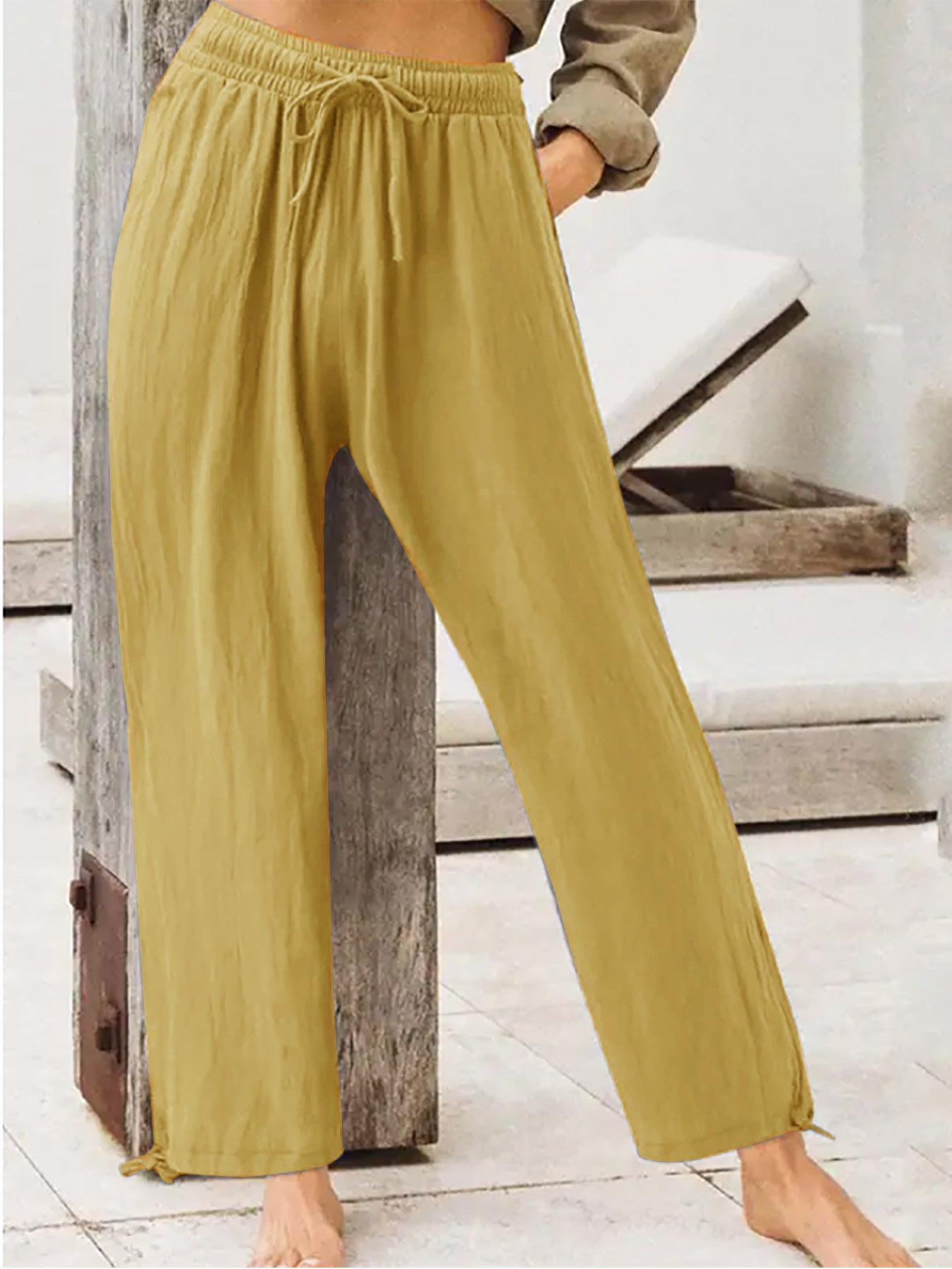 Trendsi Full Size Casual Drawstring Wide-Leg Pants Plus Size -