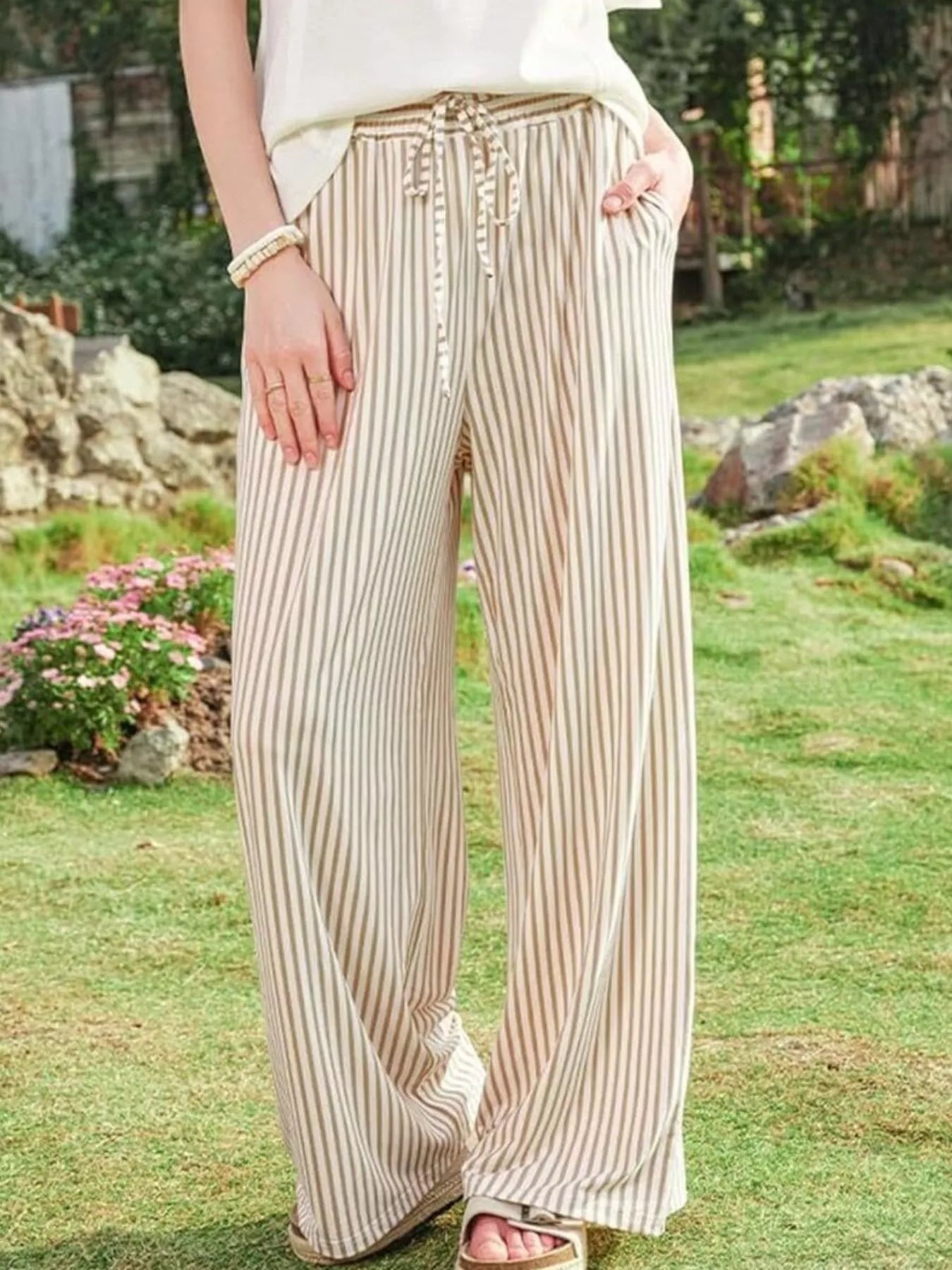 Trendsi Striped Wide-Leg Pants -
