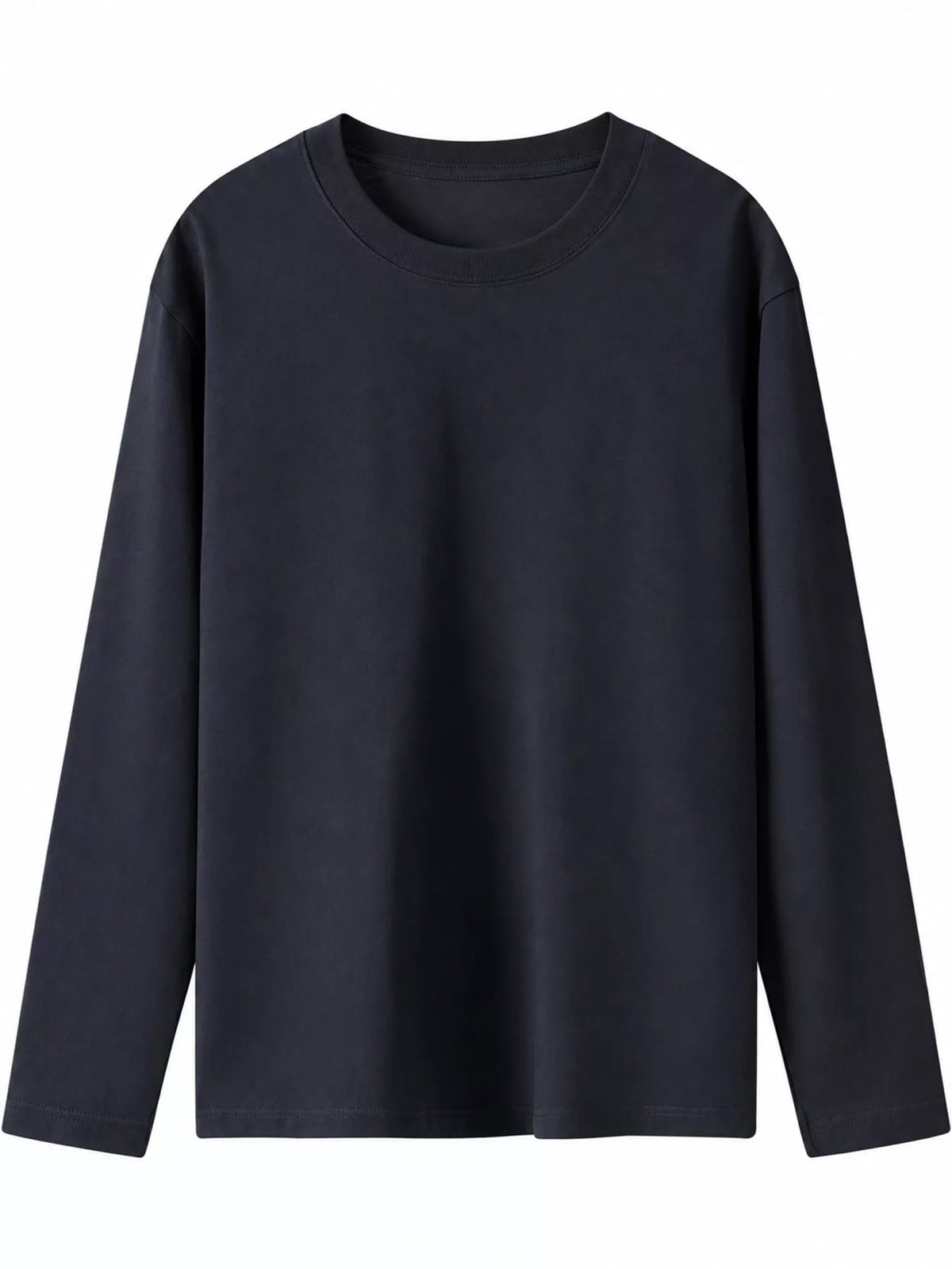 Solid Long-Sleeve Crew Neck T-Shirt — garment front