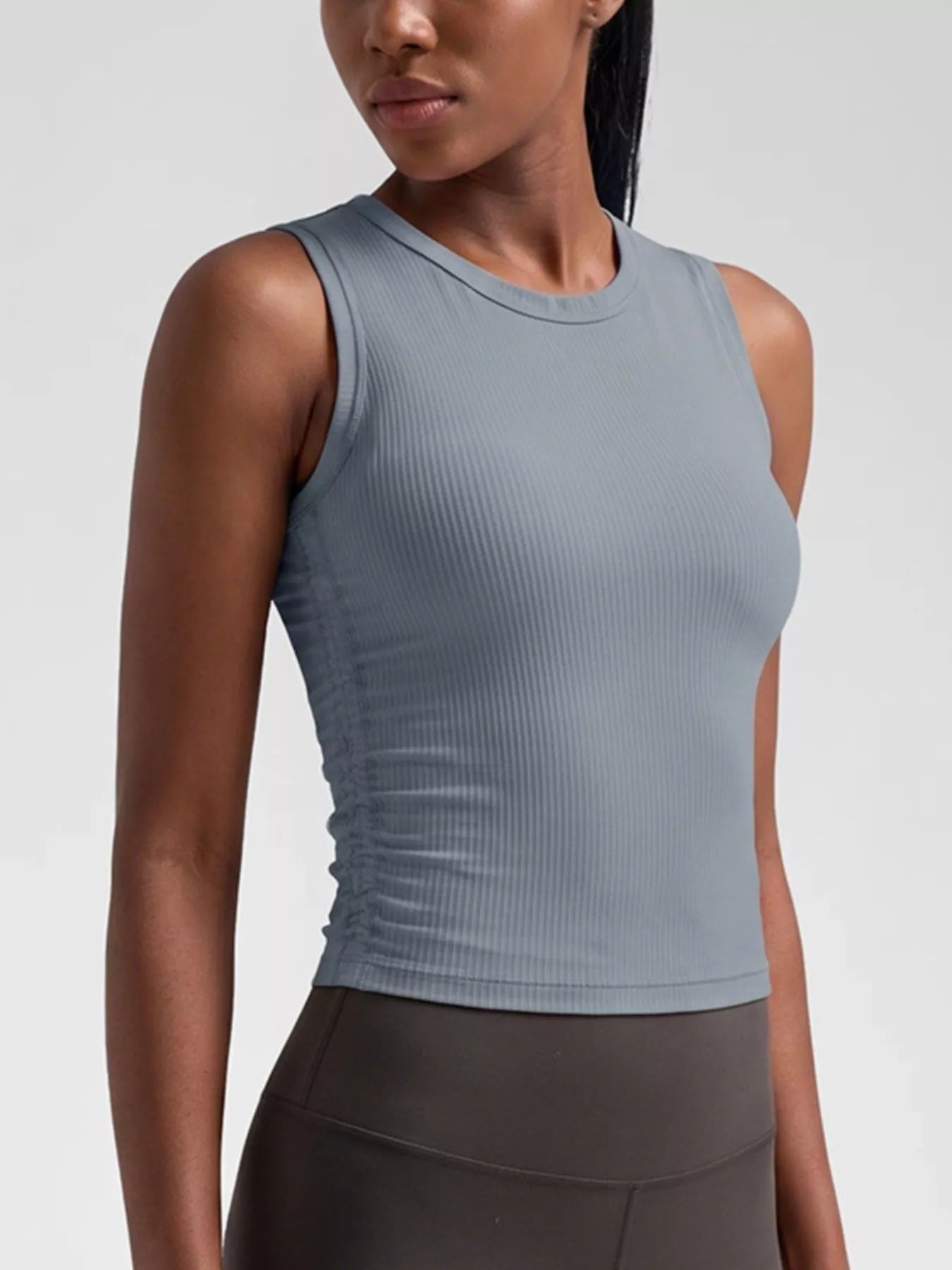 Trendsi Ribbed Ruched Active Tank -