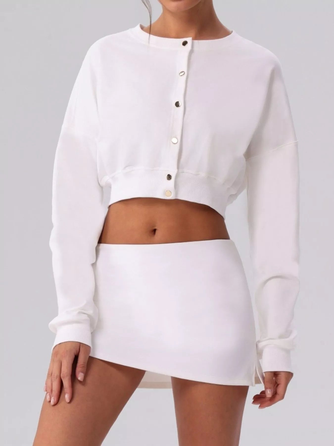 Trendsi Cropped Button-Down Active Cardigan -