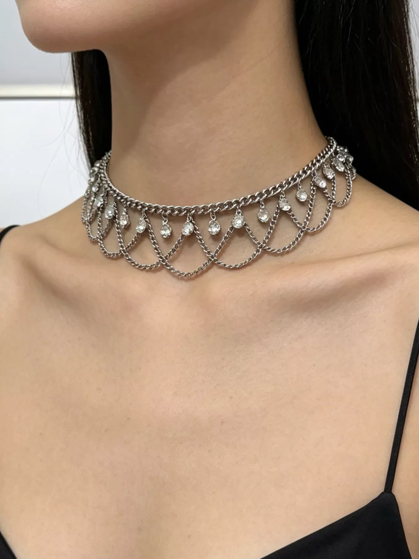 Trendsi 18K Gold-Plated Zircon Chain Necklace -