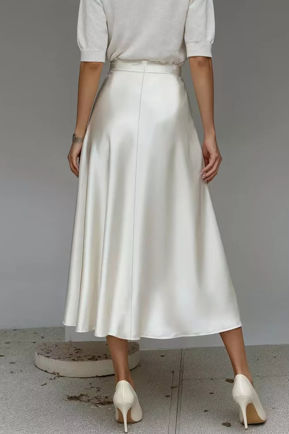 Trendsi Satin A-Line Midi Skirt -