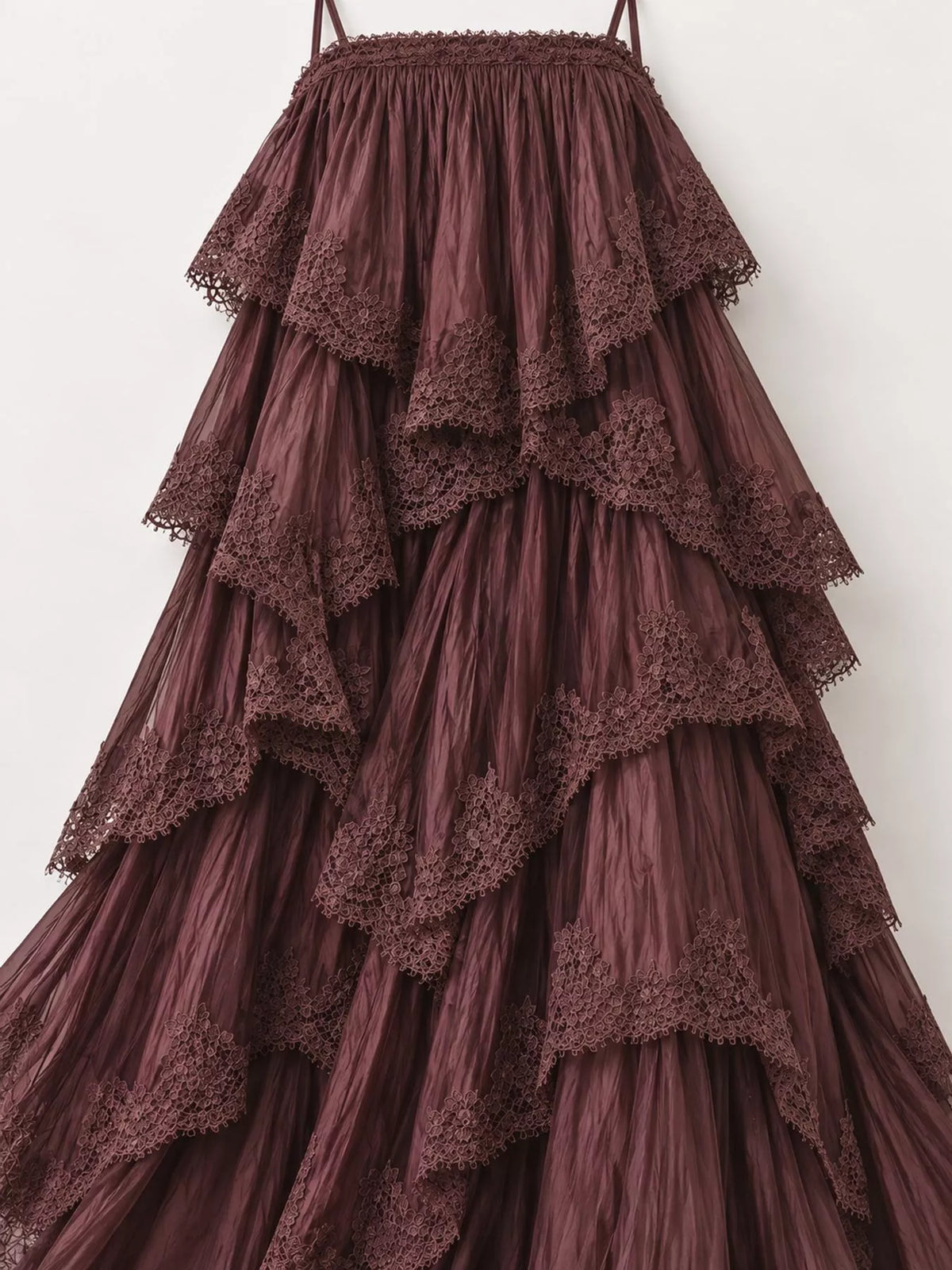 spaghetti-strap maxi dress, construction and design details