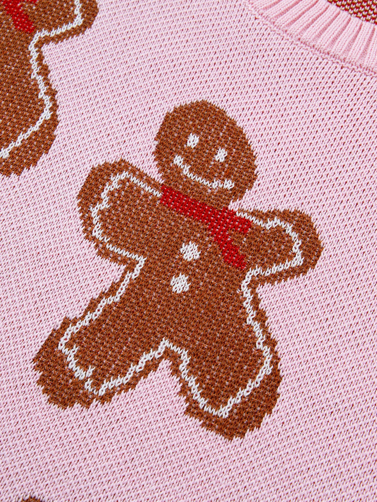 Gingerbread-pattern round-neck long sleeve sweater