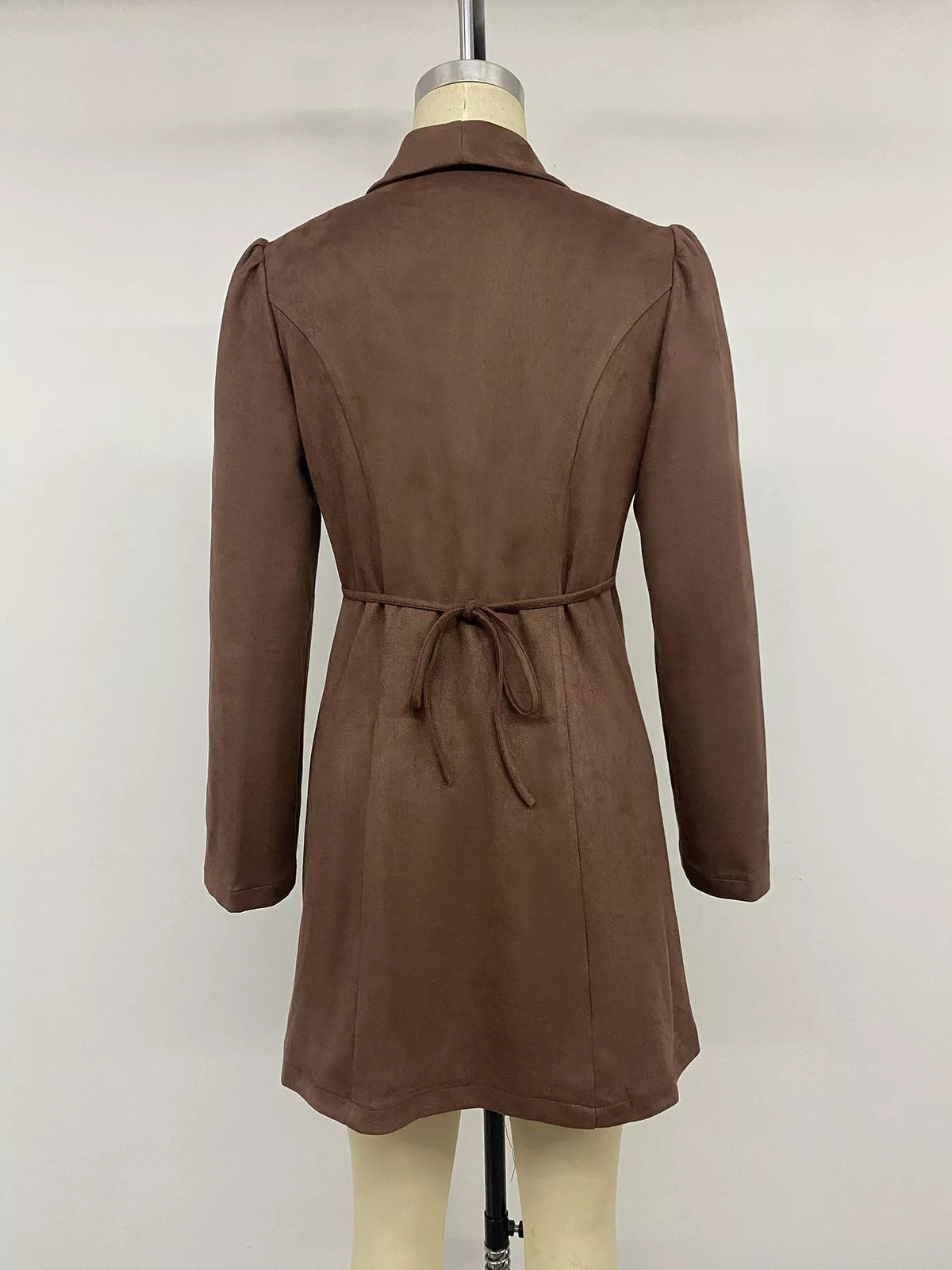 Trendsi Button-Front Long Sleeve Blazer Dress -