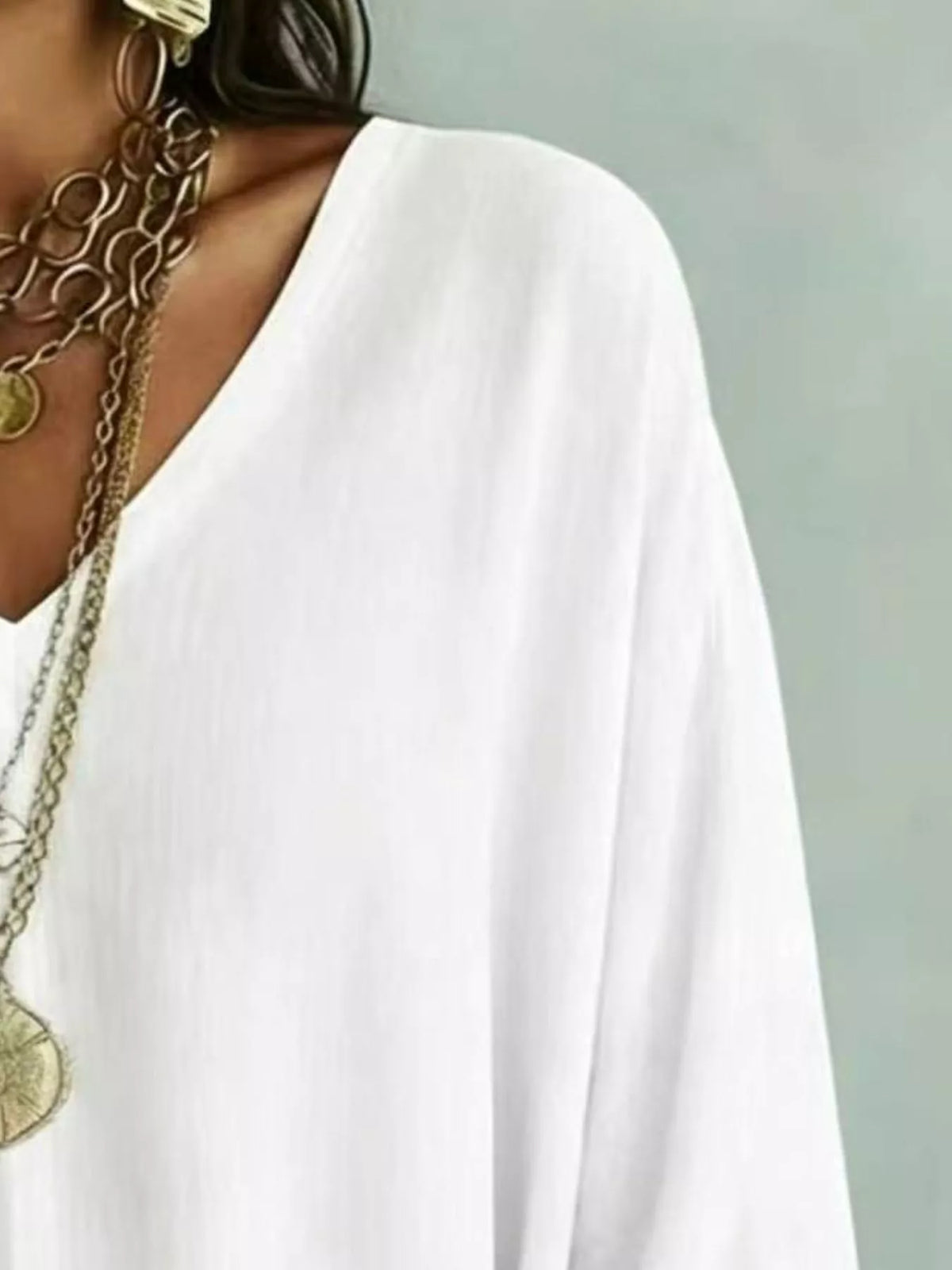 White V-Neck Loose Fit T-Shirt alternate view