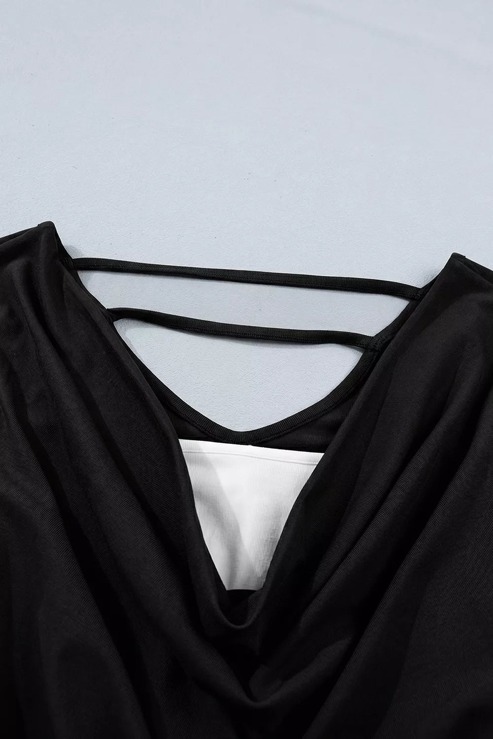 Draped-neck top, draped neck close up