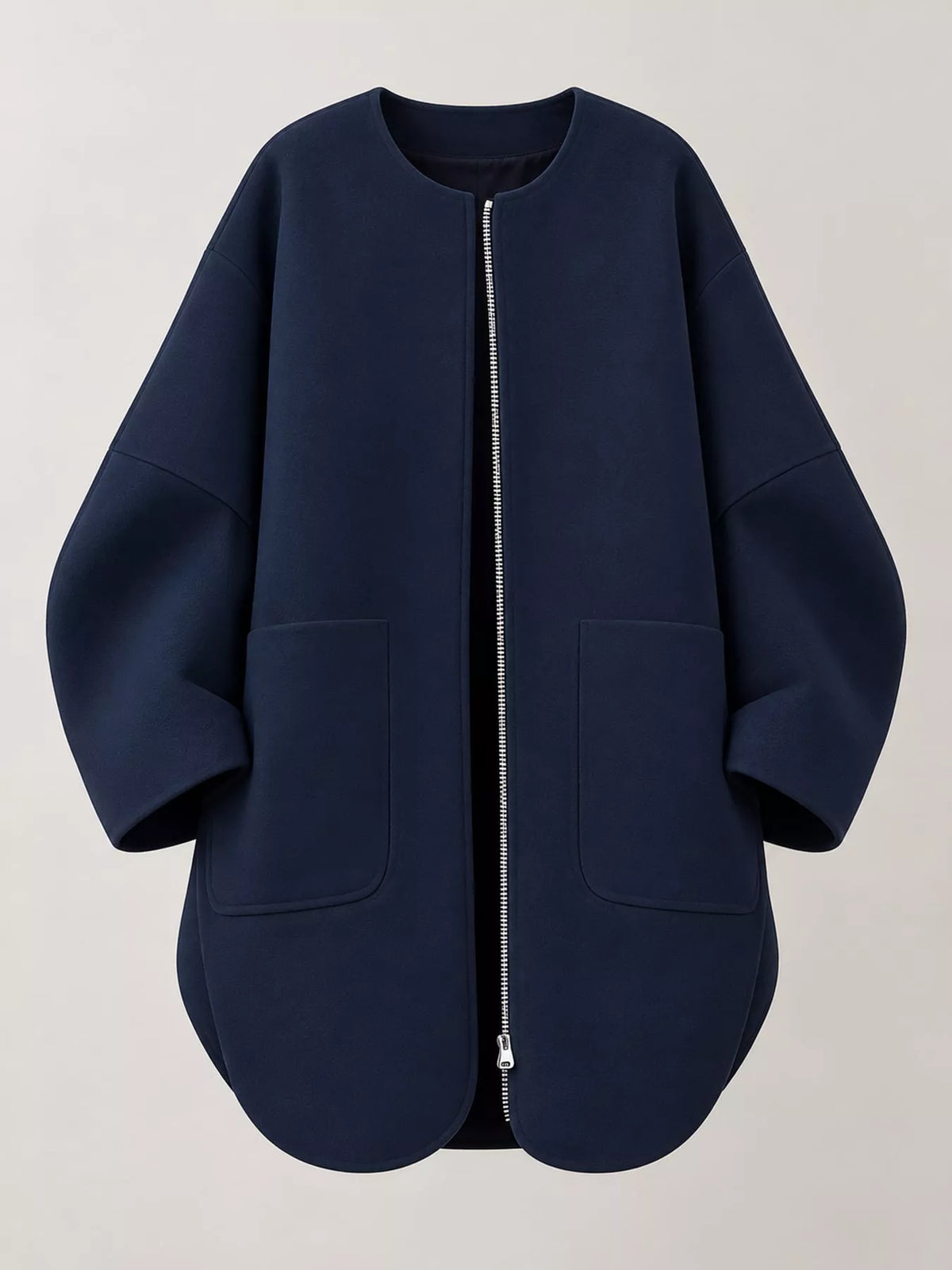 Navy oversized scuba-style coat