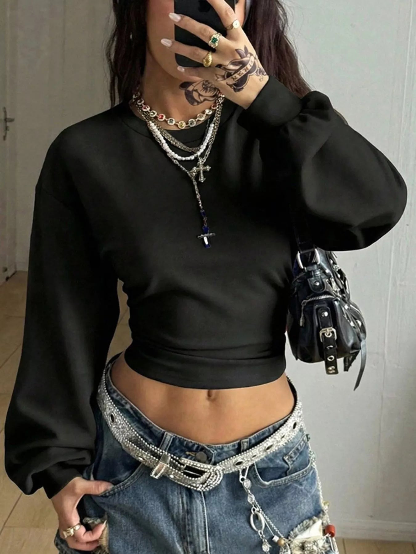 Trendsi Long Sleeve Cropped T-Shirt -