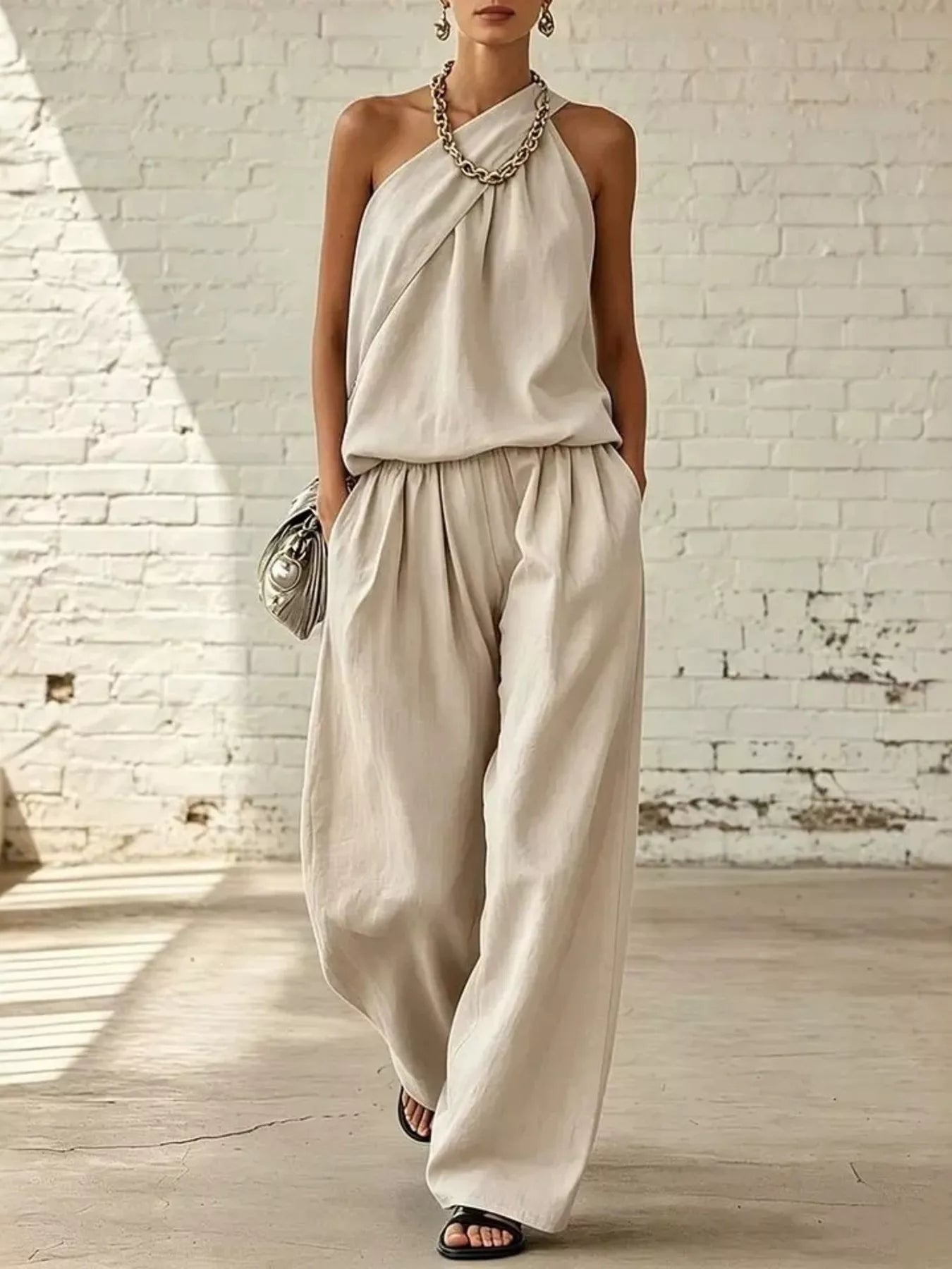 Trendsi Full Size Sleeveless Top and Wide-Leg Pants Set Plus Size -