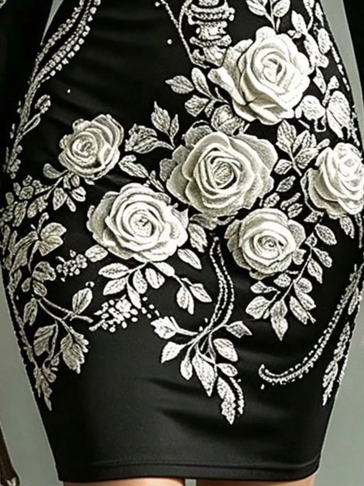Floral skeleton dress, white floral print detail