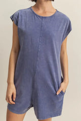 Trendsi HYFVE Round Neck Cap Sleeve Relaxed Fit Breezy Romper - One-Pieces