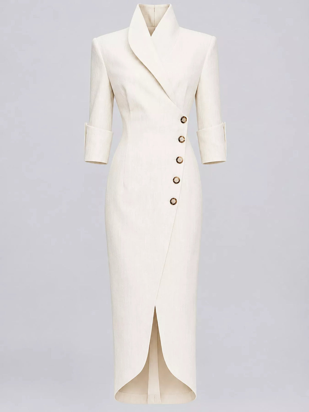 Asymmetric Button-Down Midi Coat in white