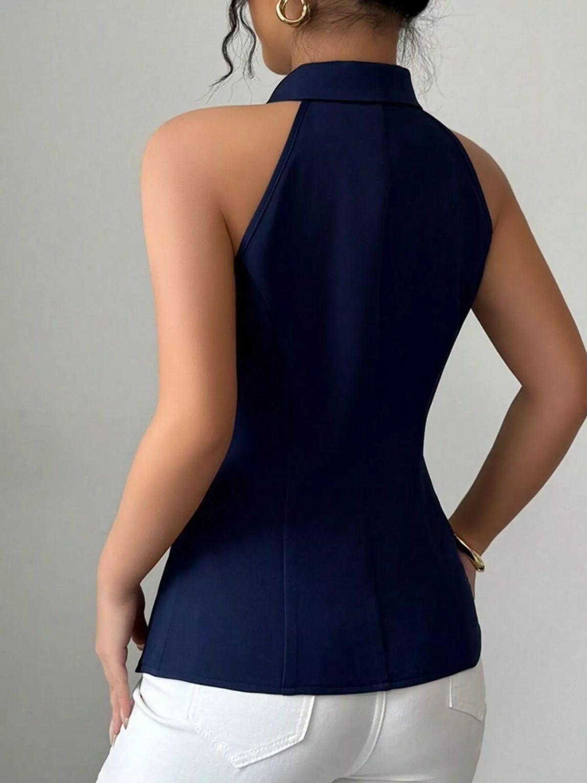 Trendsi Sleeveless Lapel Collar Button-Down Vest -