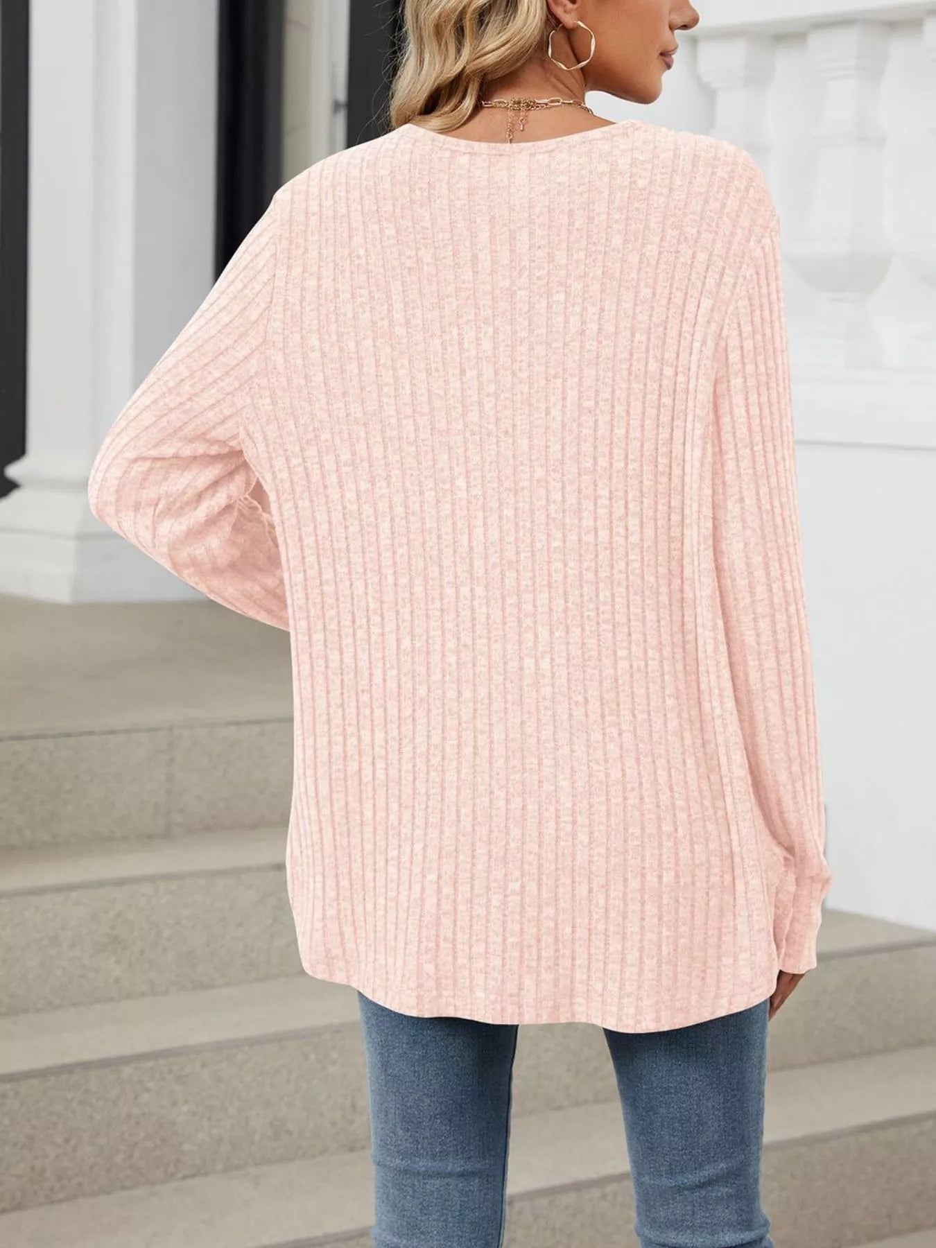 Trendsi Ribbed Button-Up Cardigan -