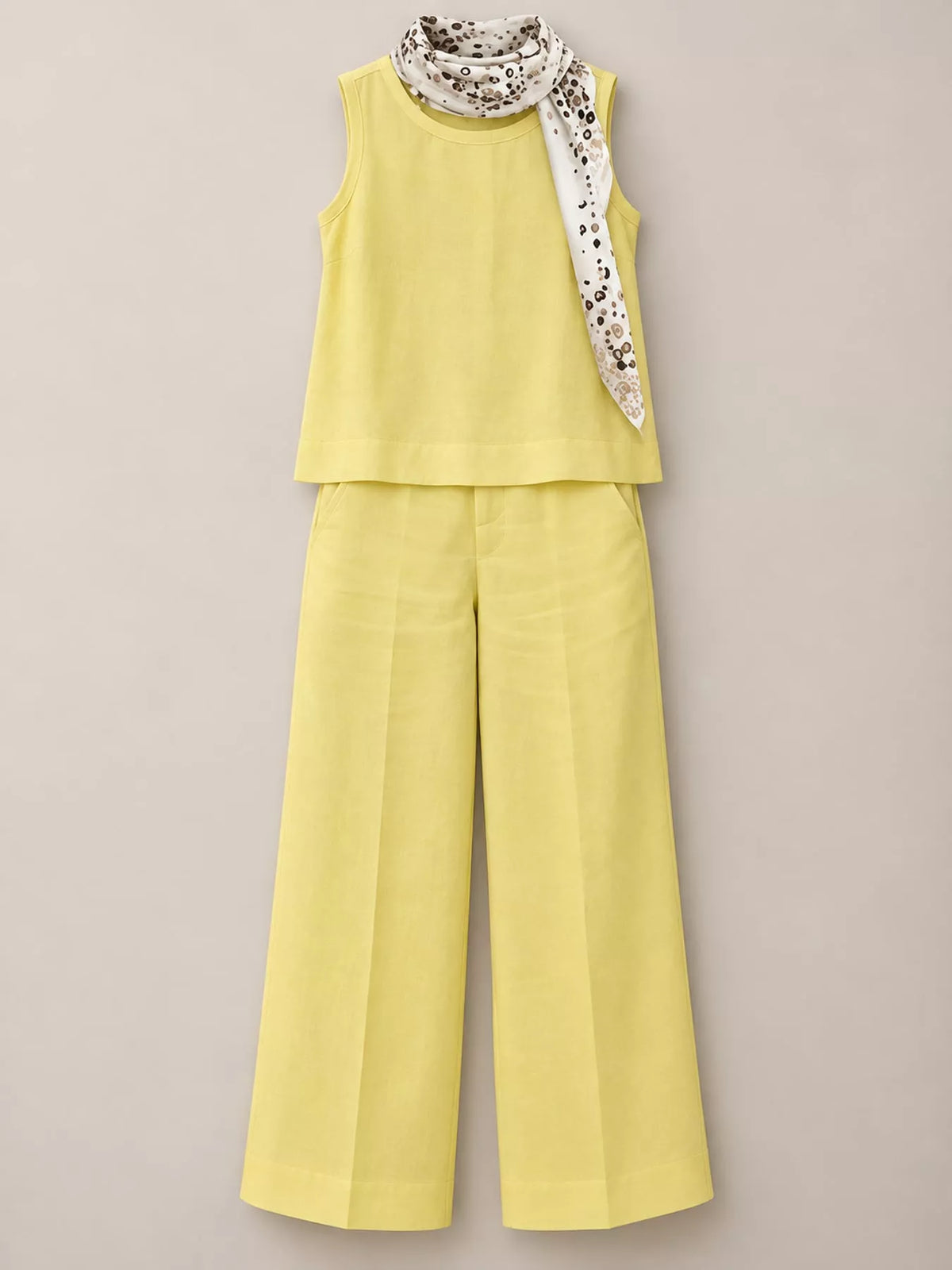 Sleeveless Top and Wide-Leg Pants Set — garment front