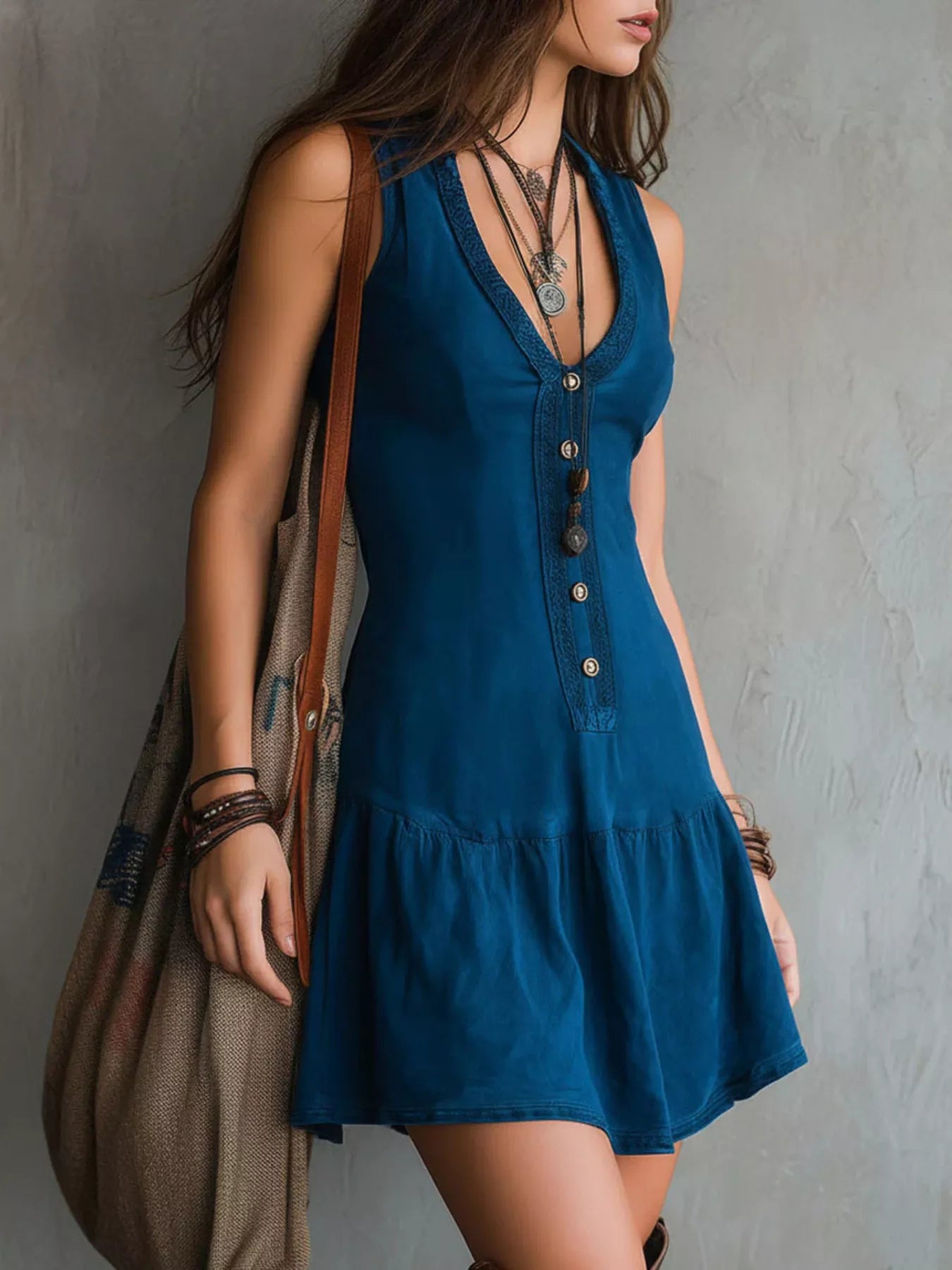 Trendsi Full Size Sleeveless V-Neck Mini Dress Plus Size -