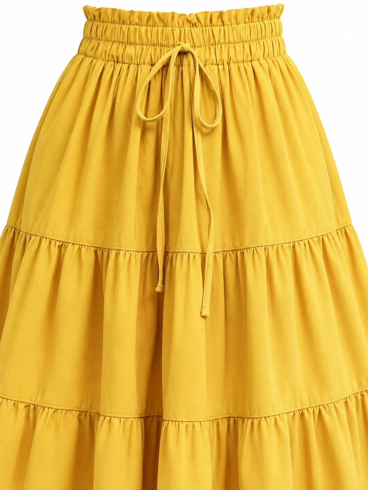 Yellow drawstring tiered skirt — design and construction details
