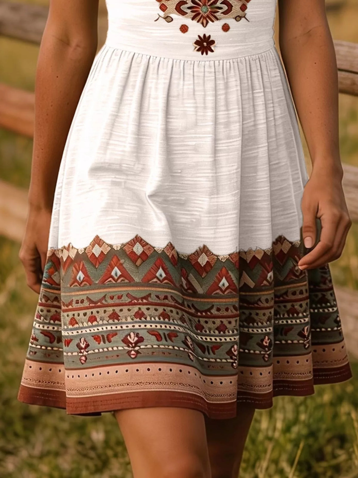 Trendsi Tribal Print Sleeveless A-Line Summer Dress -