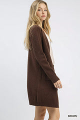 Trendsi Umgee Button-Down Longline Sweater Cardigan with Front Pockets -