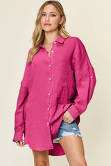 Trendsi Double Take Full Size Pocketed Texture Button Up Shirt -