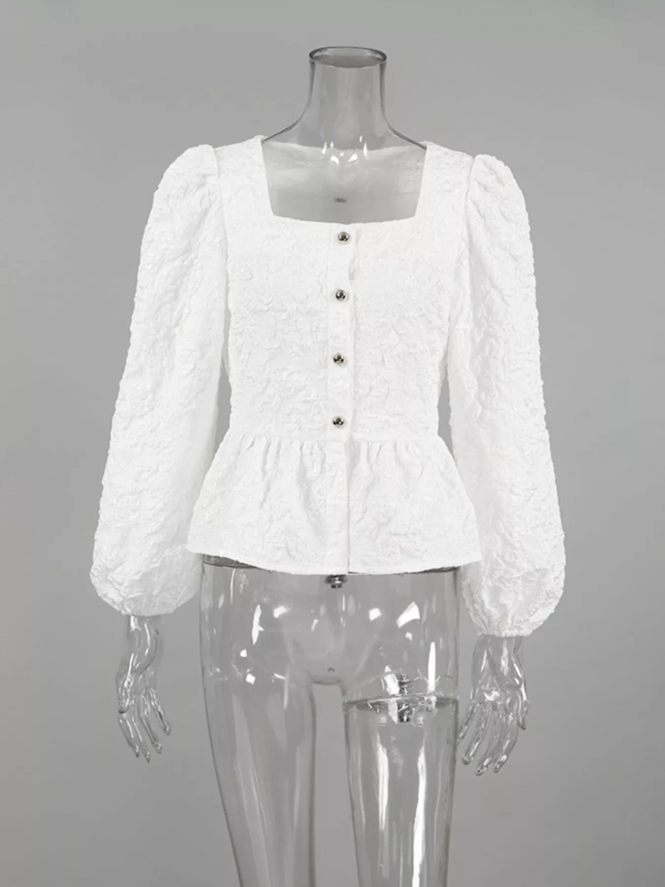 Trendsi Square Neck Textured Peplum Blouse -