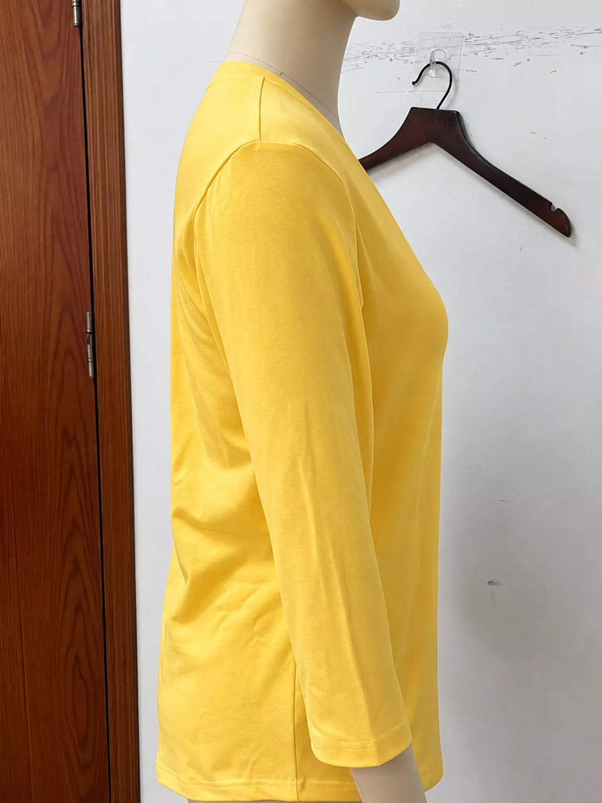 Yellow v-neck half sleeve t-shirt