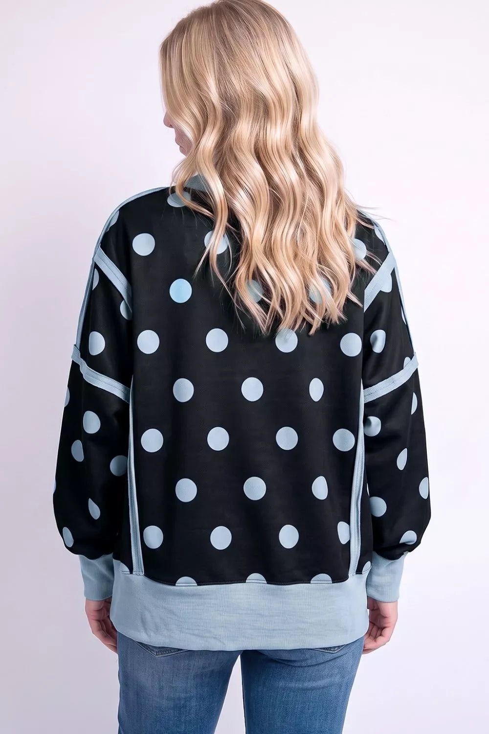 Trendsi Polka Dot Crew Neck Sweatshirt -