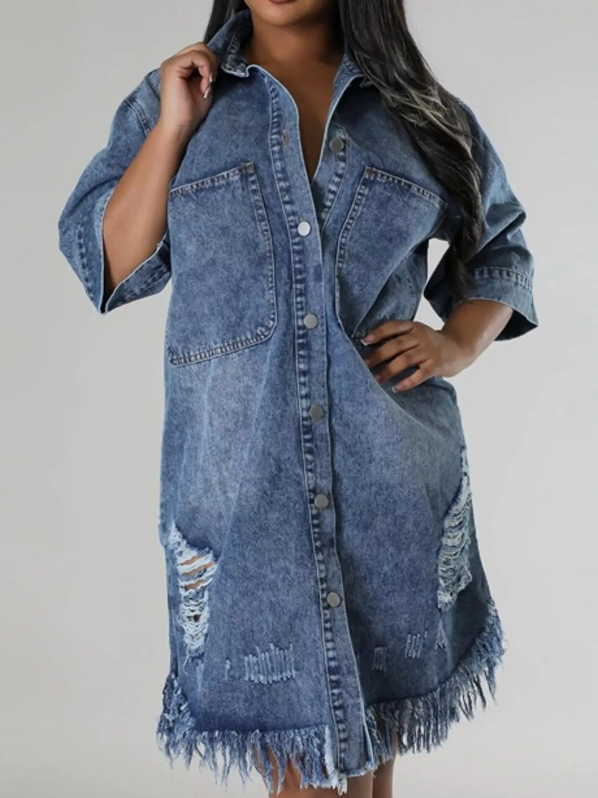 Denim dress, blue front