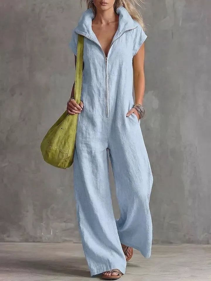 Trendsi Full Size Zip Front Sleeveless Jumpsuit Plus Size -