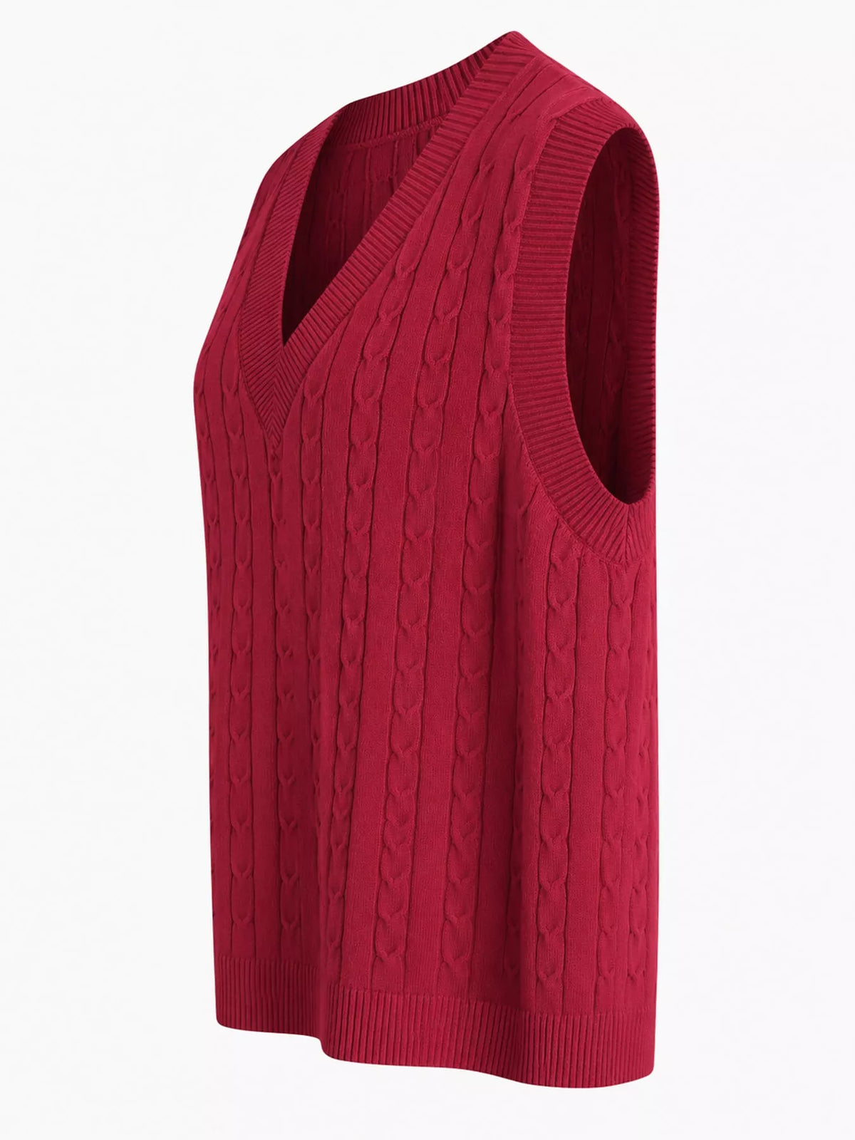 Cable-knit sweater vest, red side
