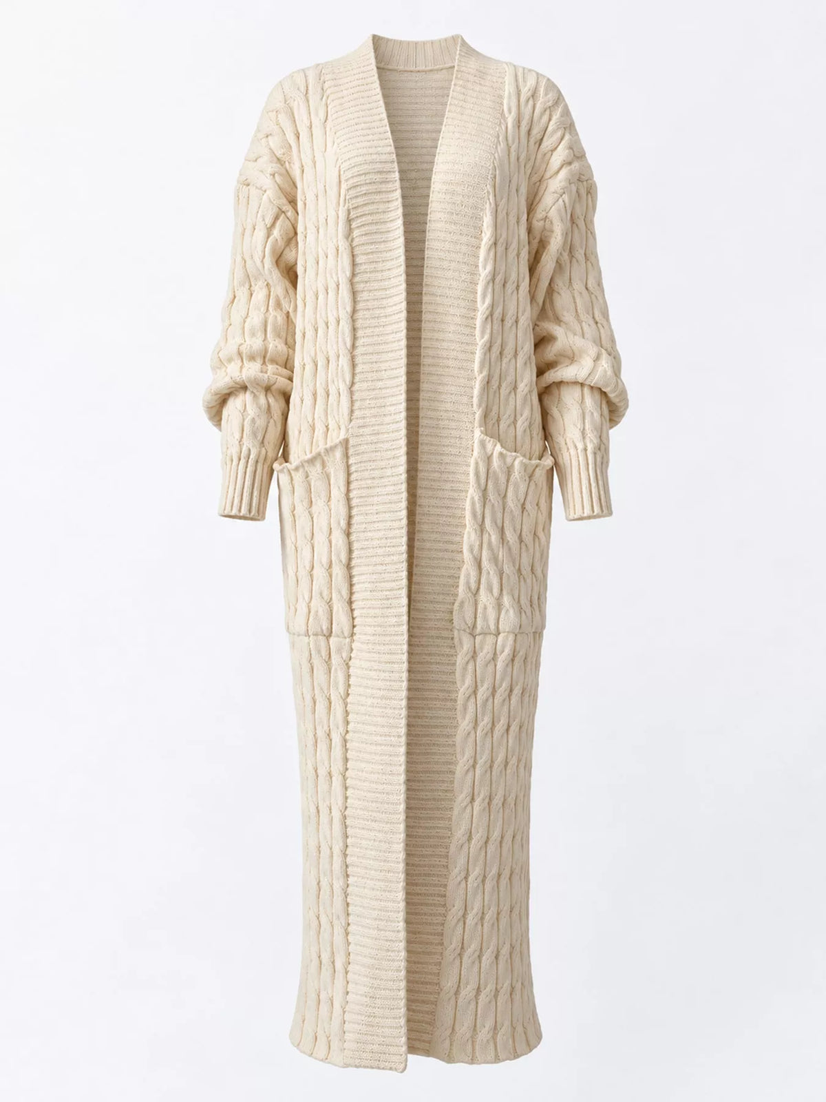 Off White cable-knit longline open-front cardigan