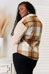 Trendsi Perfee Plaid Print Dropped Shoulder Shirt -