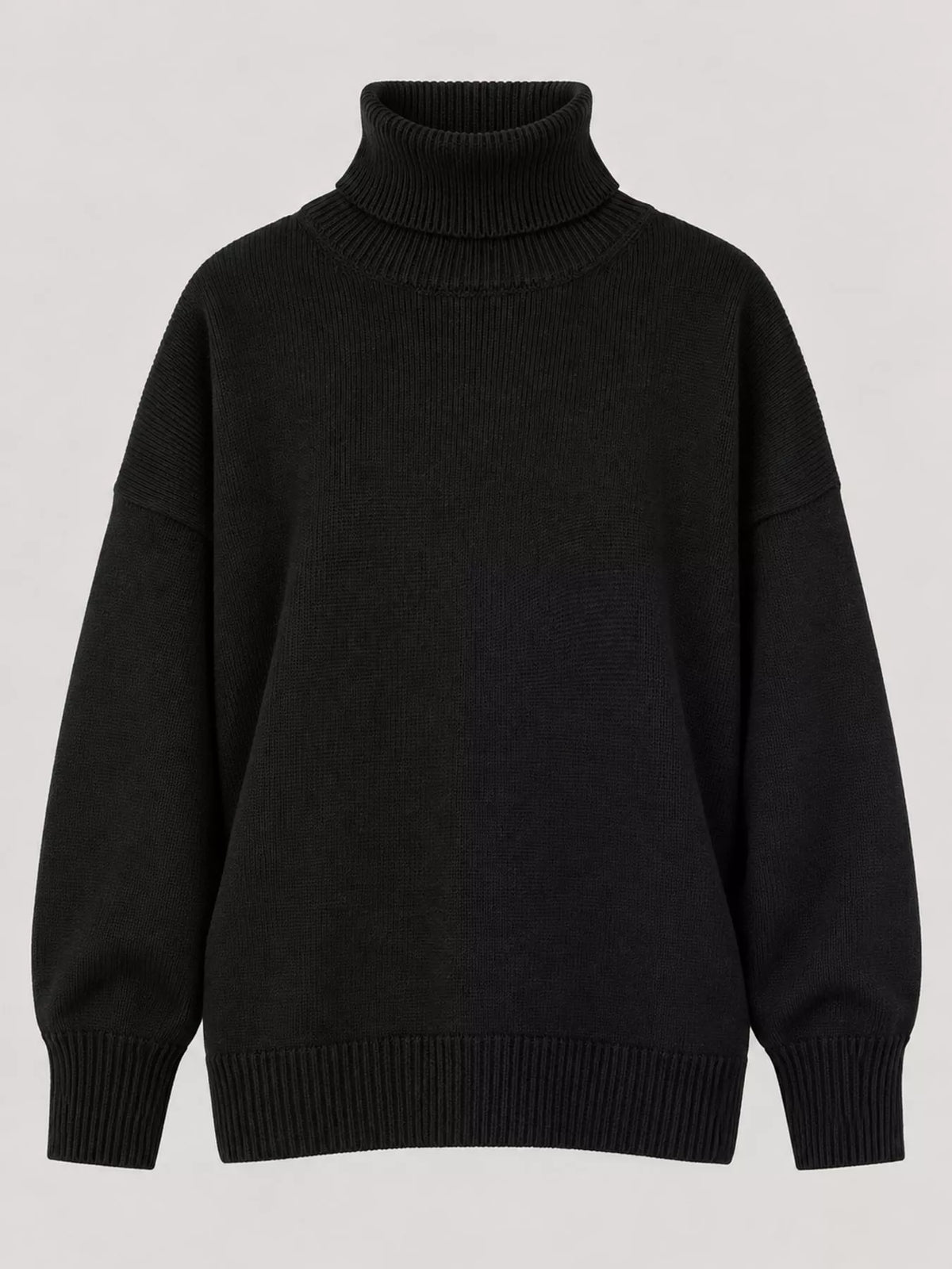 Oversized Turtleneck Drop Shoulder Sweater — garment front