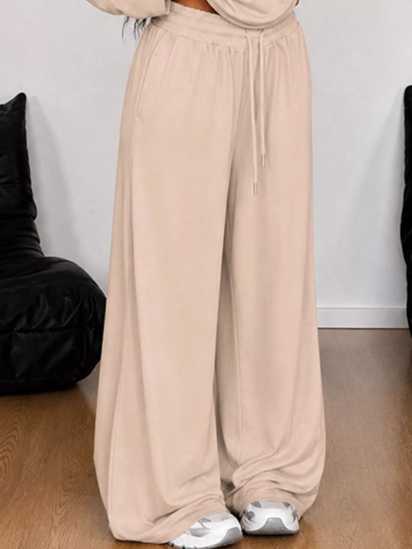 Trendsi Full Size One-Shoulder Top and Drawstring Pants Set Plus Size -