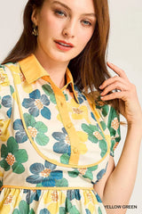 Trendsi Umgee Floral Print Puff Sleeve Cropped Blouse -