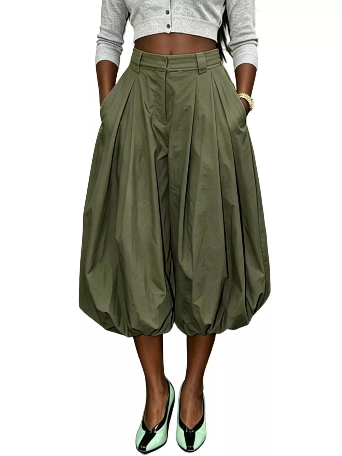 Trendsi High-Waisted Ruched Balloon Pants -